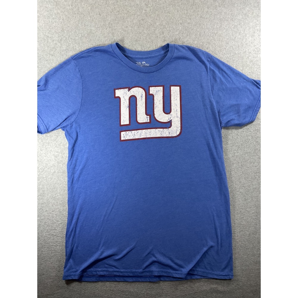 Majestic Threads New York Giants T-Shirt Mens 2X Blue Distressed Logo 1288